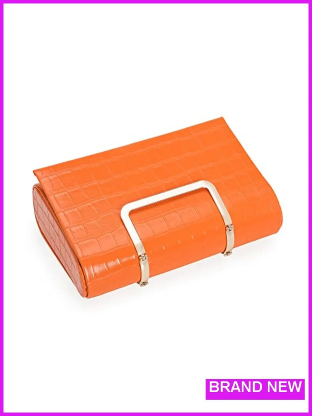 Crocodile Print PU Leather Clutch Handbag Structured Satchel with Chain Strap